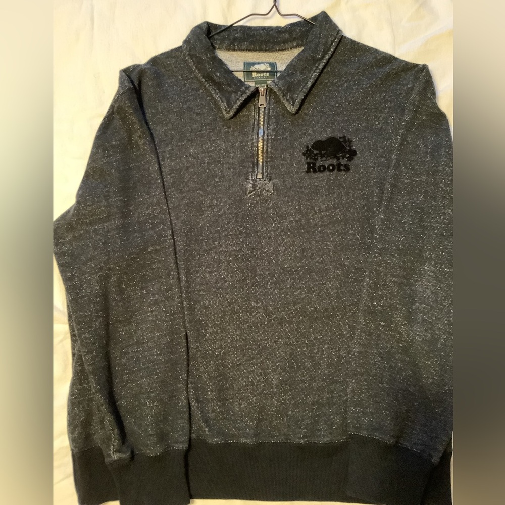 Roots Men's Charcoal Zip-Up Sweater